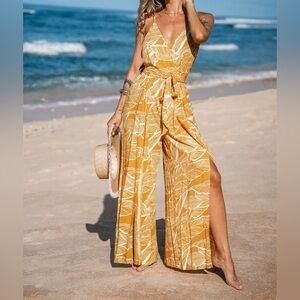 Cupshe Tropical Sunshine Sleeveless Wide Leg Jumpsuit